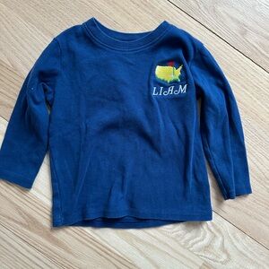 Liam Monogram Navy Blue Long Sleeve Shirt with Embroidered Masters Logo